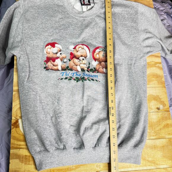 Christmas Sweatshirt Women's Medium Gray Bears Tis The Season Giant Merchandise - Picture 8 of 9